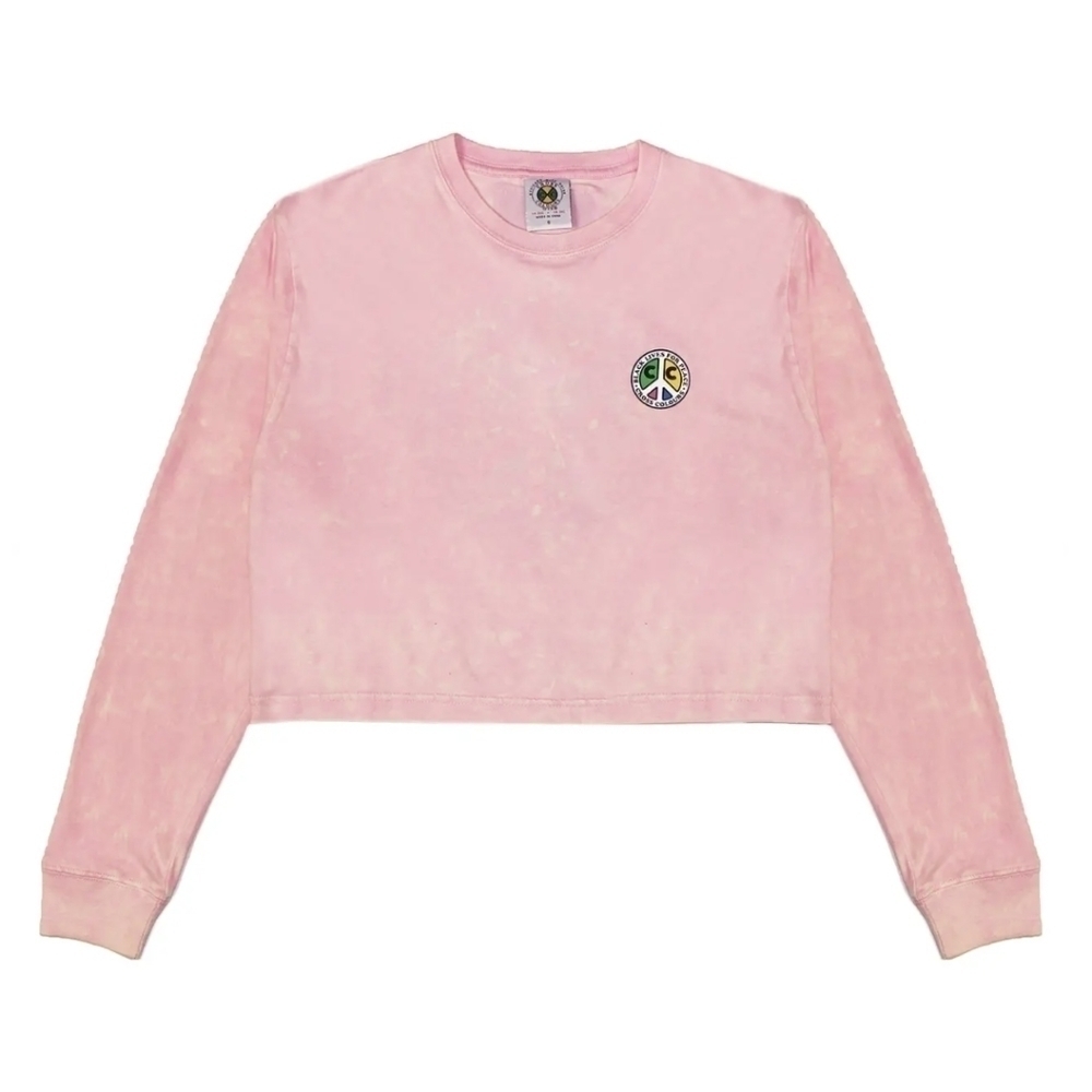 𝅺cross colours cxc cropped pink tie dye long sleeve crew neck t-shirt 2xl